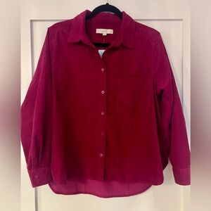 LOFT Burgundy Corduroy Button-Up Shirt (NWT)